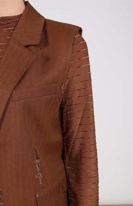 Gilet Chlo Paillet Espresso NKF08045
