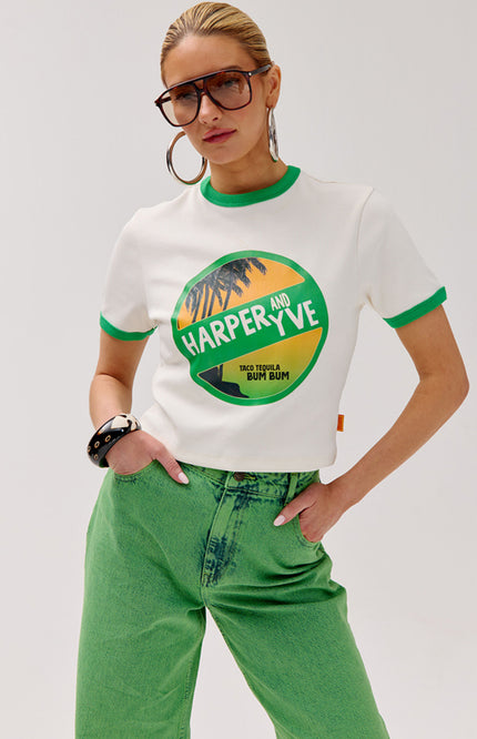 Harper & Yve T-Shirt Tacotequila Ecru HS6Y307 Stretchshop.nl