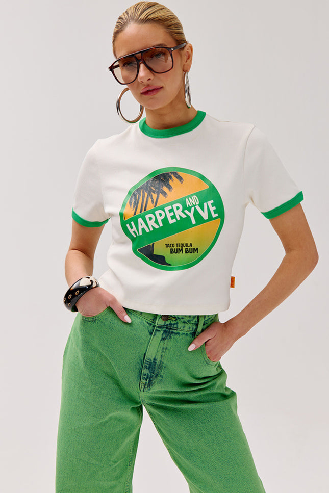 Harper & Yve T-Shirt Tacotequila Ecru HS6Y307 Stretchshop.nl