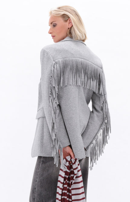Blazer Met Franjes Grey Melange D509L