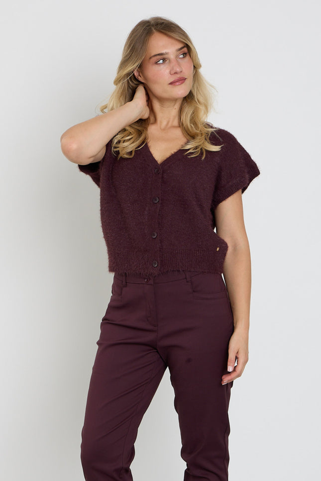 Top Sleeveless Fuzzy Burgundy SRB5116