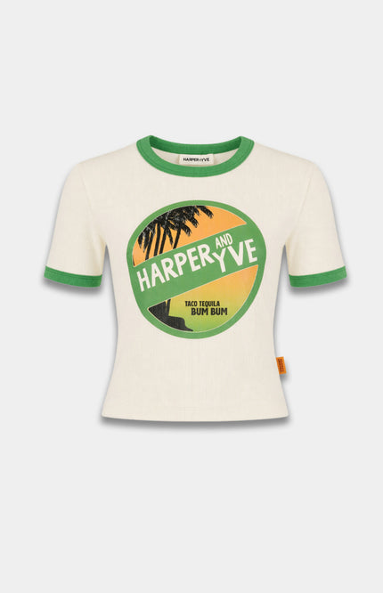 Harper & Yve T-Shirt Tacotequila Ecru HS6Y307 Stretchshop.nl