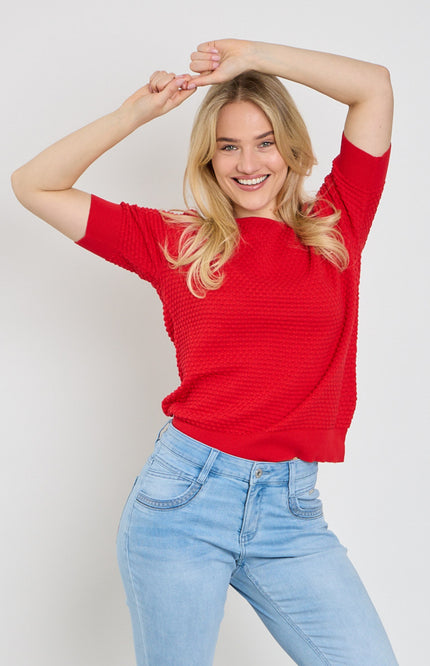 Freequent Trui Fqdodo SS True Red 126810 Stretchshop.nl