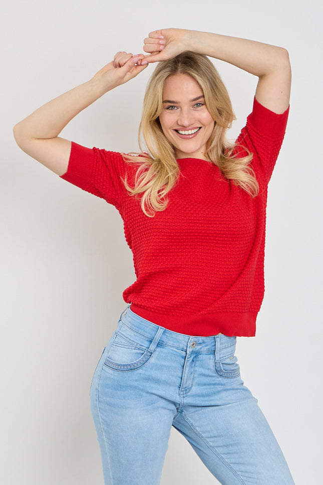Freequent Trui Fqdodo SS True Red 126810 Stretchshop.nl