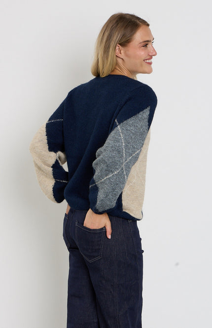 Sweater Argyle Indigo SRB5067