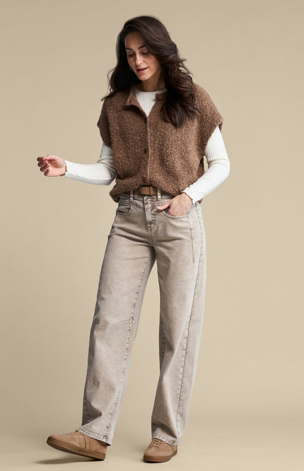 Broek Korine Belt Washed Twill Colors Truffle SRB5156 L32