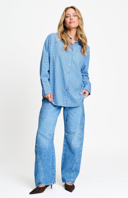 Blouse Beau Check Sapphire Blue SP9709