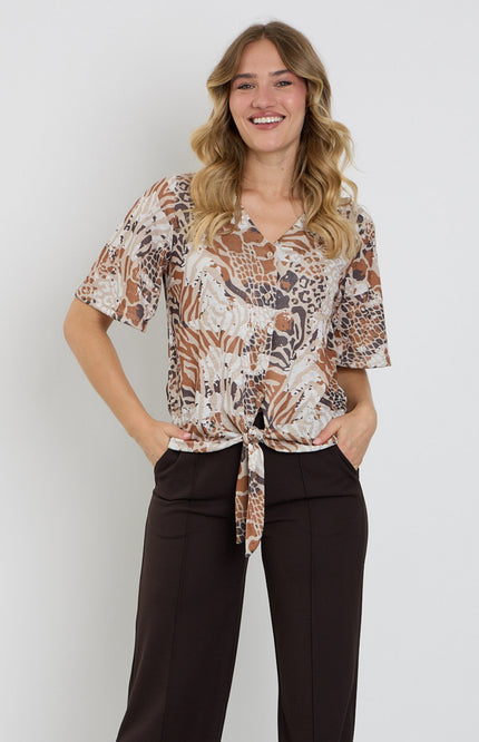 Blouse Strik Dierenprint Zand 166262