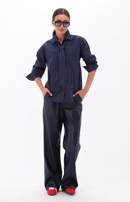 Blouse Met Stropdas Navy D791L