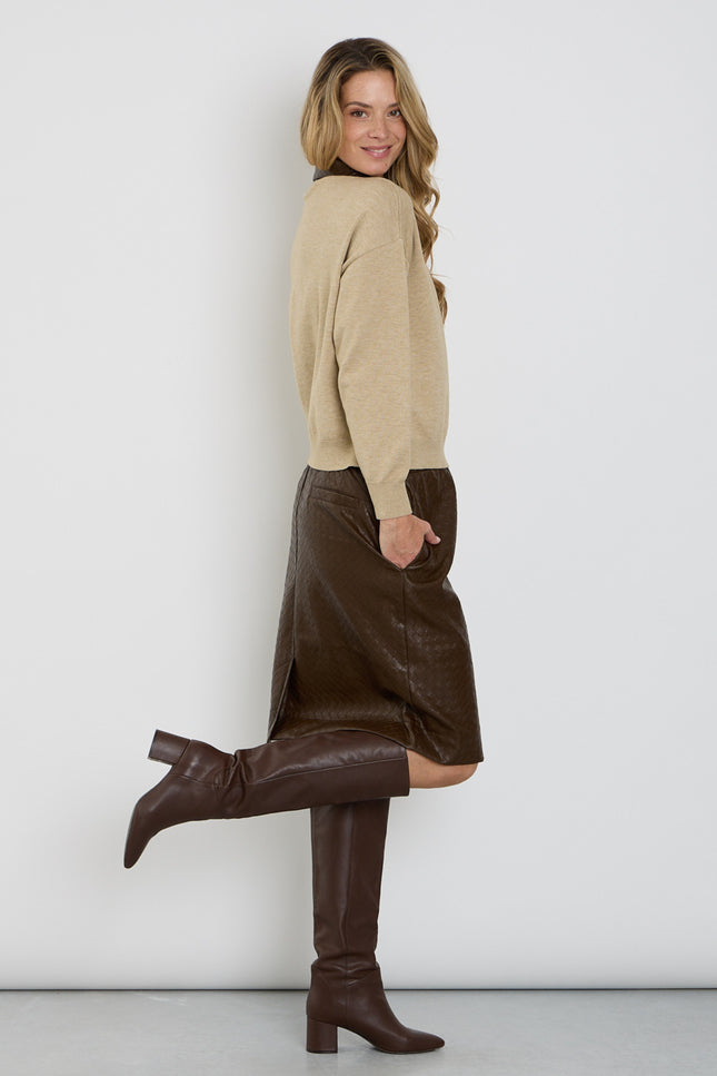 Rok Vegan Leather Woven Texture Chestnut 202921