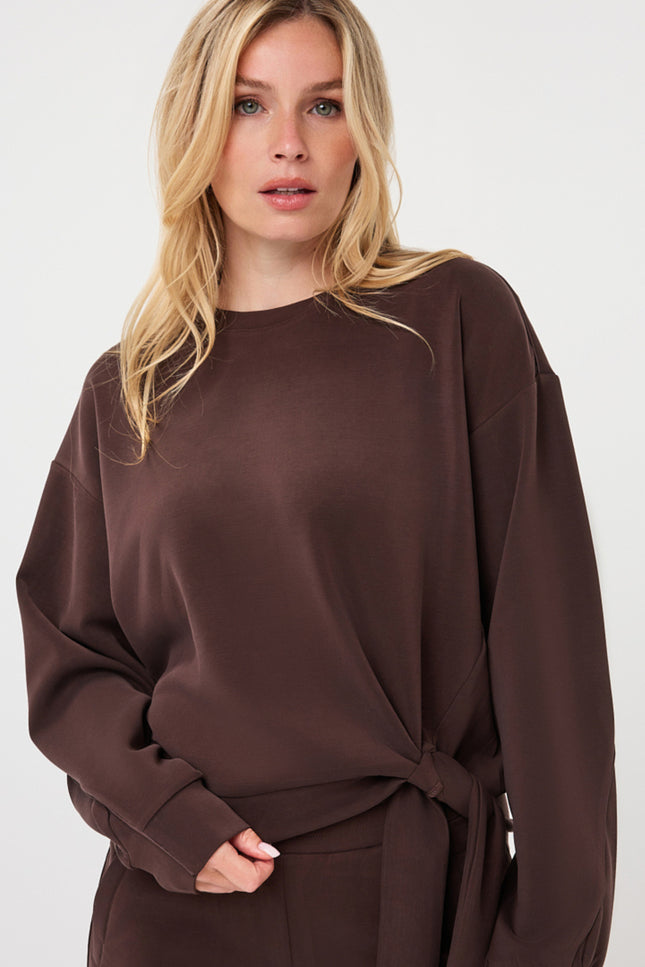 Sweater Modal Knot Detail Cacao F26.05502