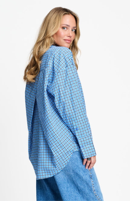 Blouse Beau Check Sapphire Blue SP9709
