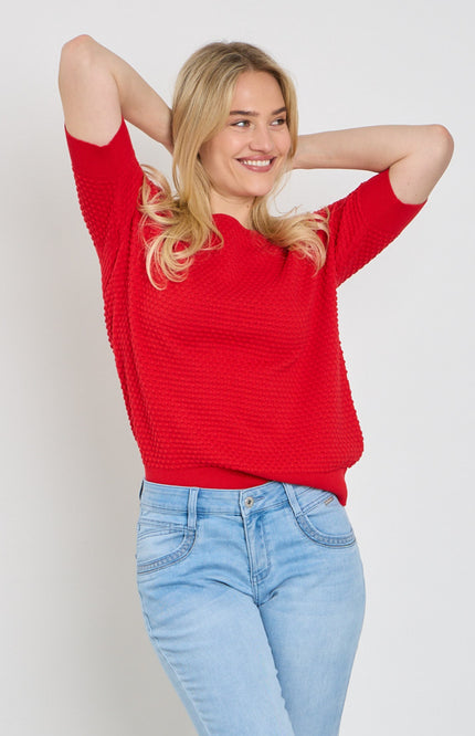 Freequent Trui Fqdodo SS True Red 126810 Stretchshop.nl