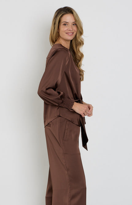 Blouse Knotted Satin Chestnut 202910