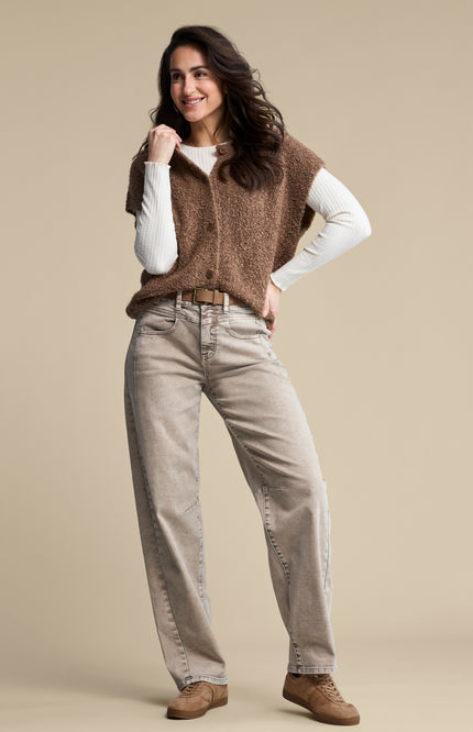 Broek Korine Belt Washed Twill Colors Truffle SRB5156 L32