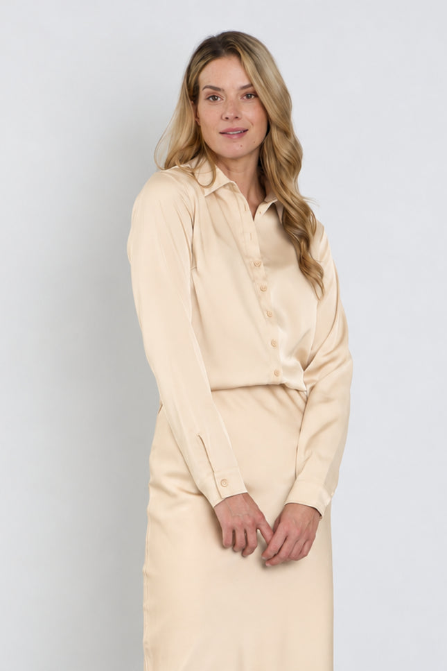 Blouse Satin Lace Sand 202909