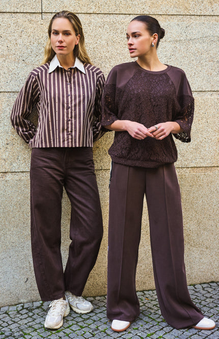 Sweater Modal Lace Cacao F26.05503