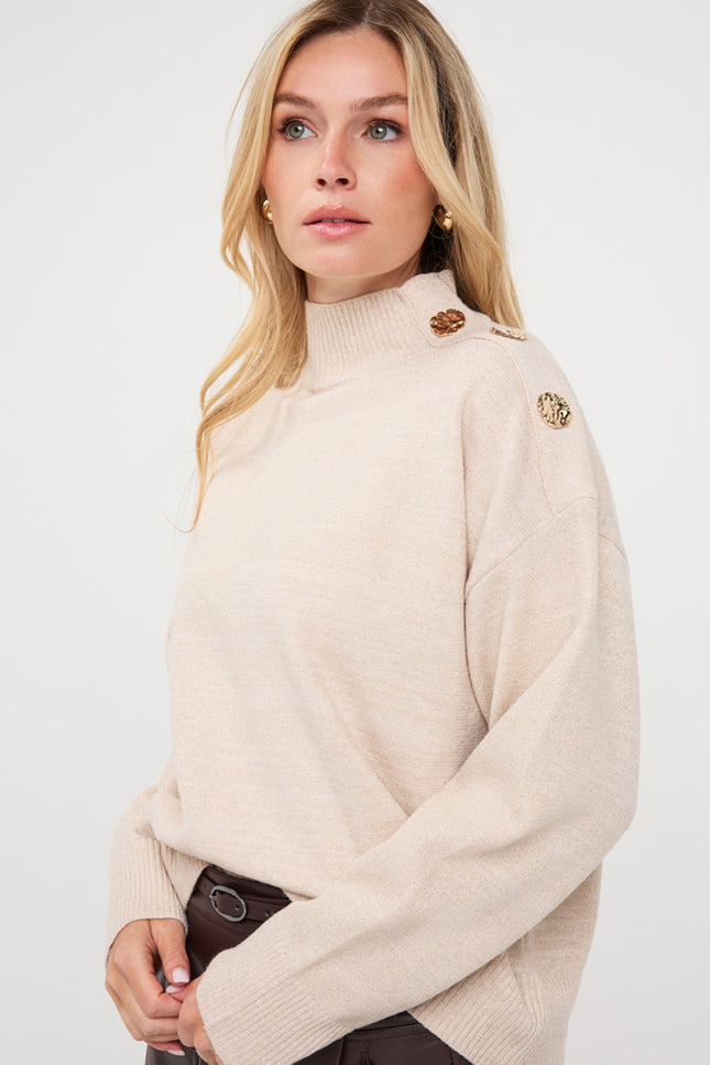 Sweater Melange Lurex Biscuit F26.02513