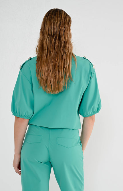 Maicazz Travel Blouse Flixx Bright Aqua Stretchshop.nl