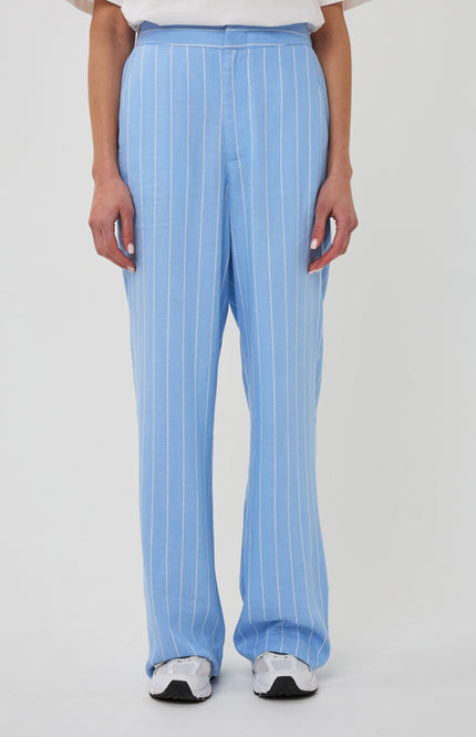 EsQualo Broek Linen Pacific Blue SP26.17006 Stretchshop.nl