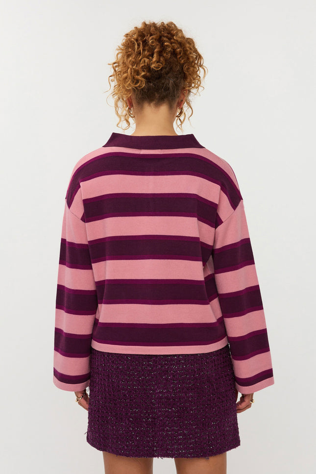 Top Balou Knitted Aubergine Coral Pink