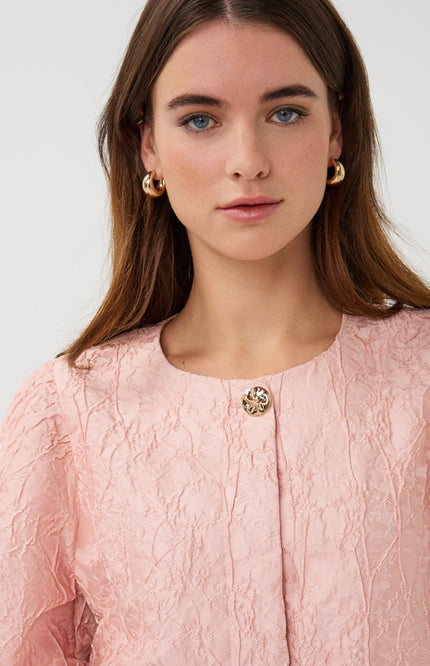 EsQualo Top Balloon Jacquard Faded Rose SP26.28025 Stretchshop.nl