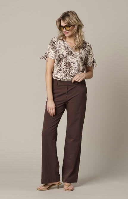 &Co woman Travel Broek Patrice Chocolate PA264 Stretchshop.nl