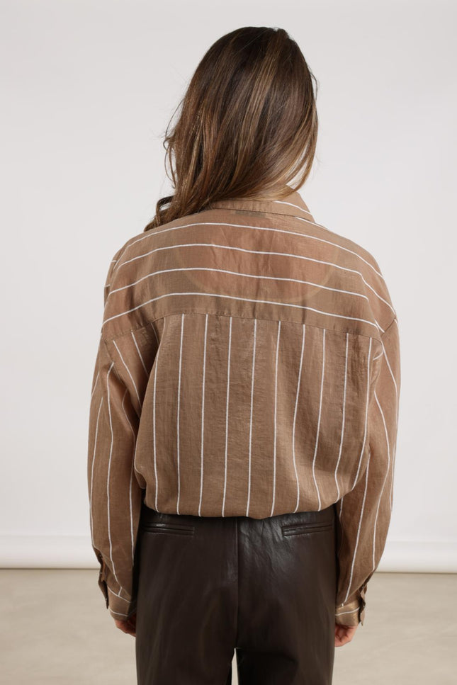 Blouse Iris Stripe Fango Offwhite NKF02011