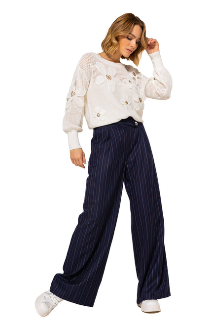 Trui Bloemapplicaties Offwhite 1292-91