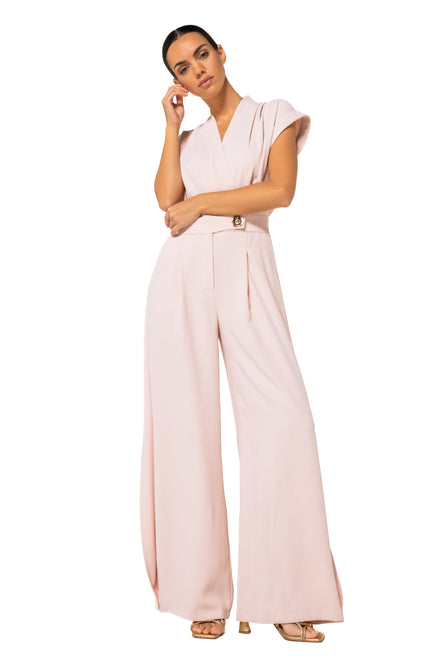 Caroline Biss Jumpsuit Plooidetail Nude 1505-74 Stretchshop.nl