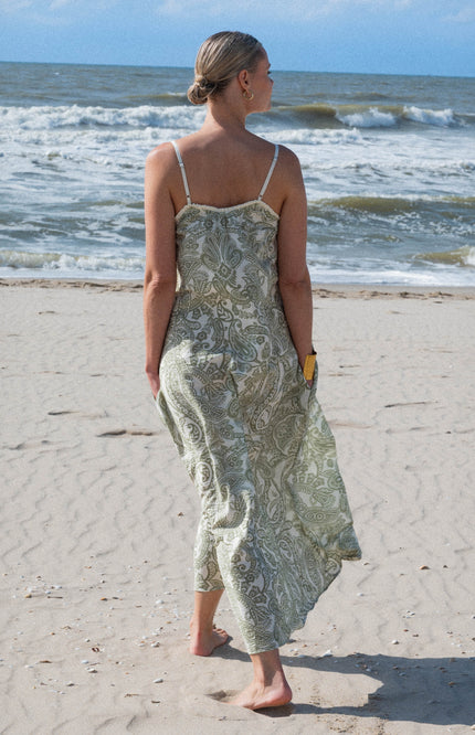 Maicazz Jurk Tolore Olive Paisley Stretchshop.nl