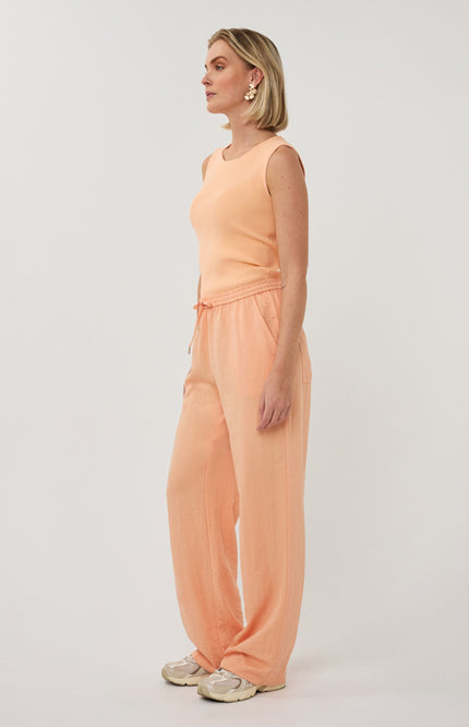 EsQualo Broek Elastic Fine Crinkle Bellini SP26.10041 Stretchshop.nl