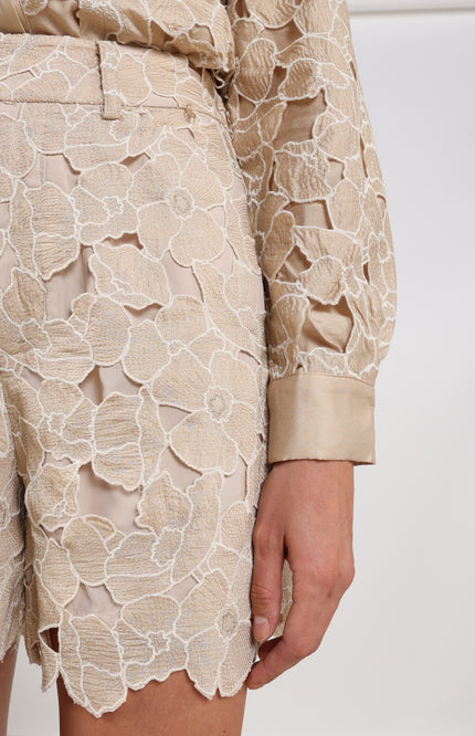 Nukus Short Dagmar Flower Sand Gold NKS09103 Stretchshop.nl