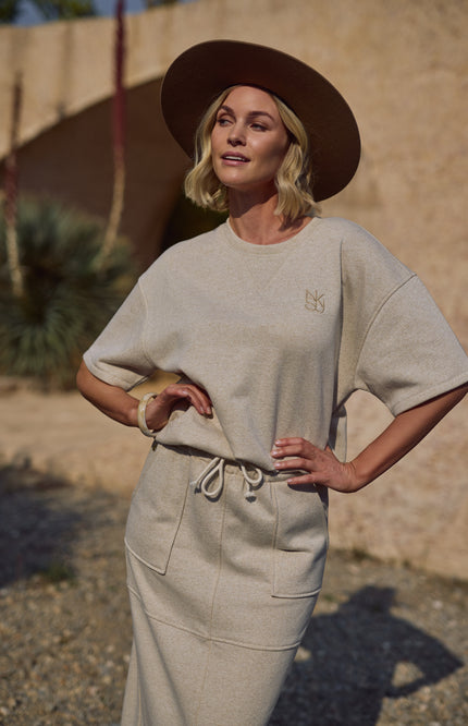 Nukus Rok Maartje Lurex Sand NKS10028 Stretchshop.nl