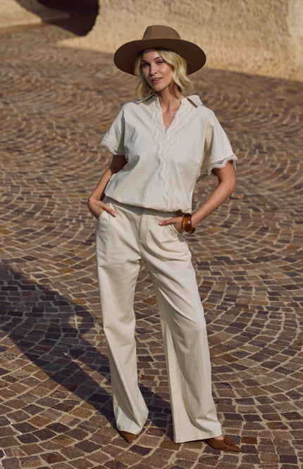 Nukus Broek Eline Sand NKS09080 Stretchshop.nl