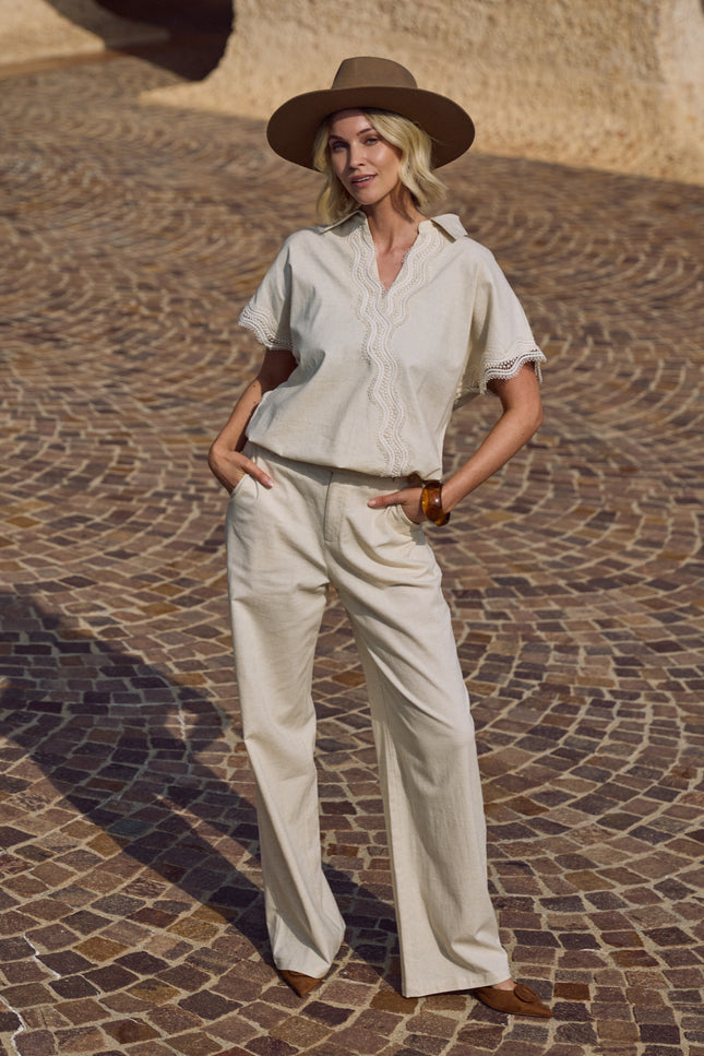 Nukus Broek Eline Sand NKS09080 Stretchshop.nl