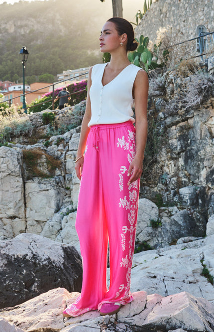 EsQualo Broek Paradise Print HS26.10212 Stretchshop.nl
