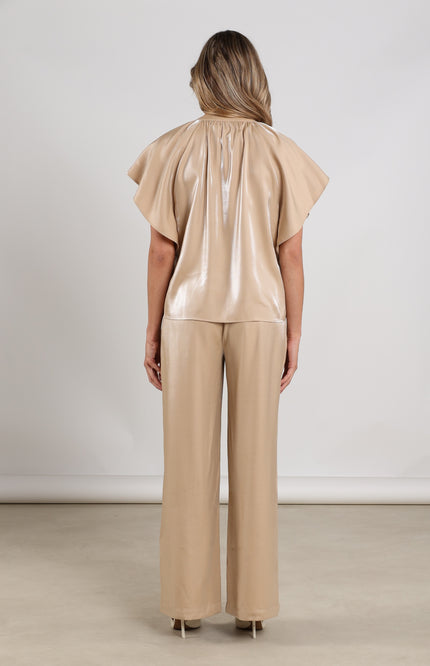 Nukus Broek Rubi Shiny Sand NKS09059 Stretchshop.nl