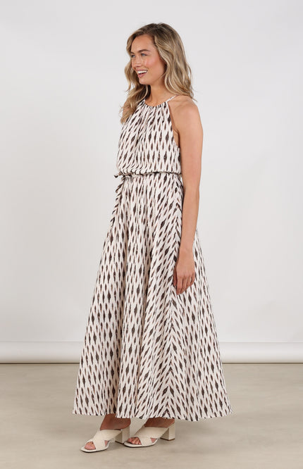 Nukus Jurk Monique Print Offwhite Fango Stretchshop.nl