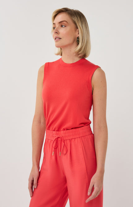 Top Sleeveless Basic Knit Chili Red SP26.07004