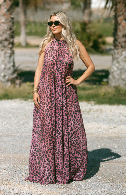 Bolina Island Jurk Sueño Pink Leopard Stretchshop.nl