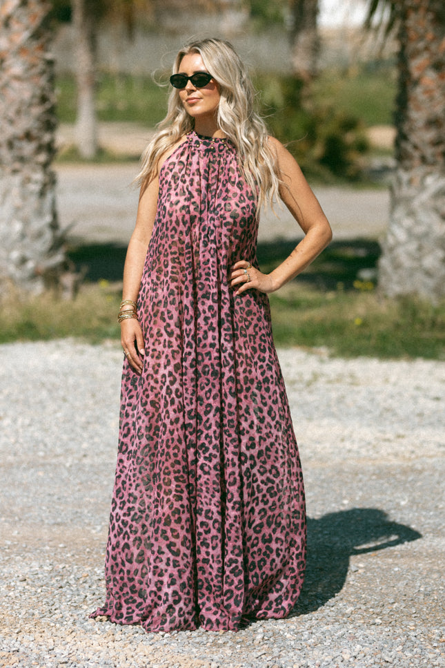 Bolina Island Jurk Sueño Pink Leopard Stretchshop.nl