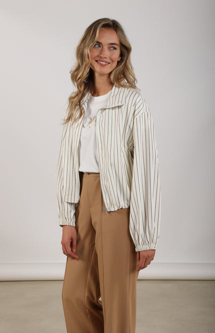 Nukus Jacket Jade Stripe Offwhite Sand NKS13088 Stretchshop.nl