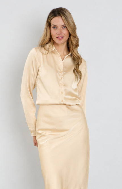 Blouse Satin Lace Sand 202909