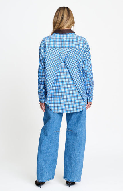 Blouse Beau Check Sapphire Blue SP9709