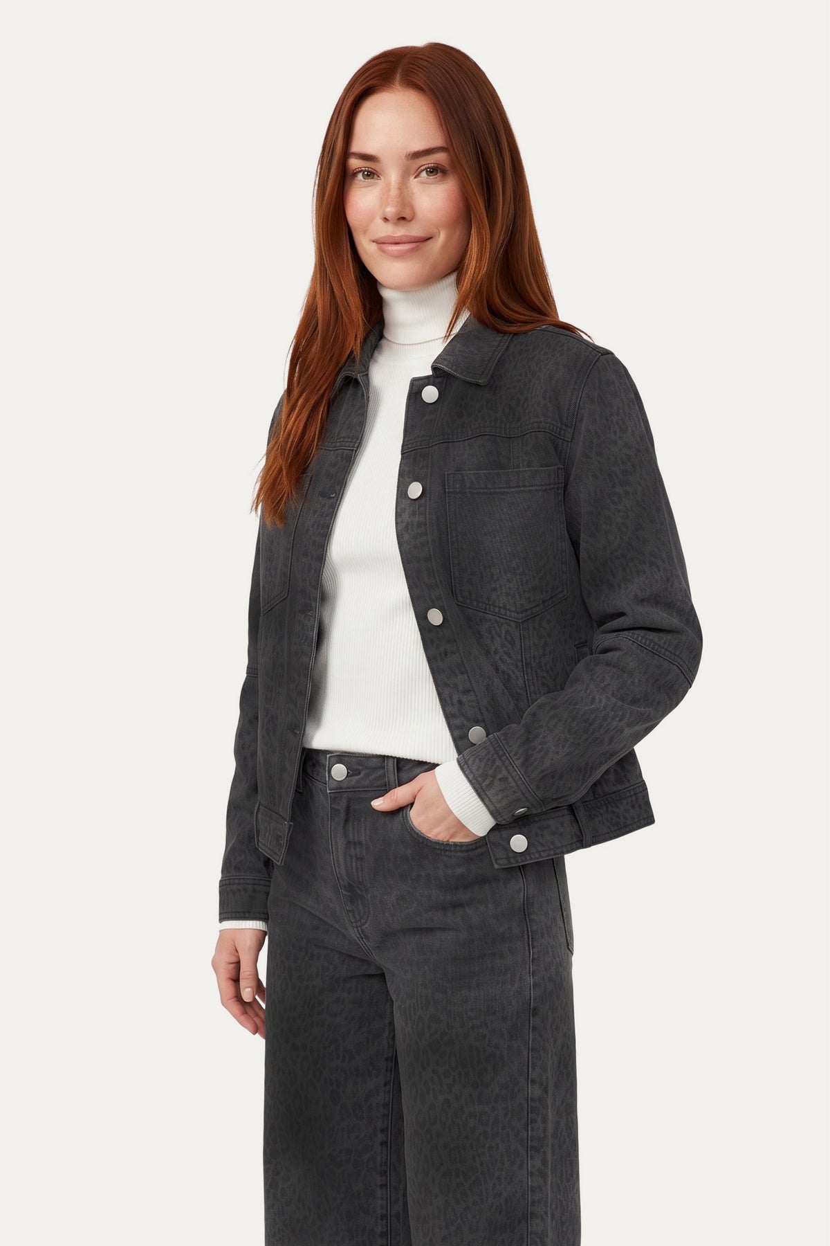 G-maxx Iridessa denim zwarte jas met knopen en diepe zakken, modieus en comfortabel voor dagelijks gebruik