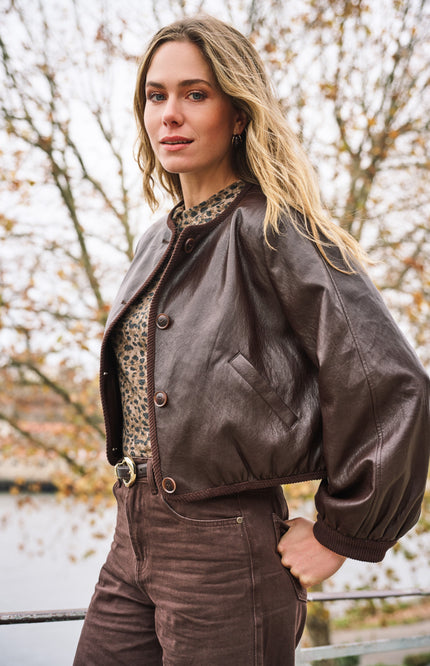 Jacket Short PU Crinkle Cacao F26.11512
