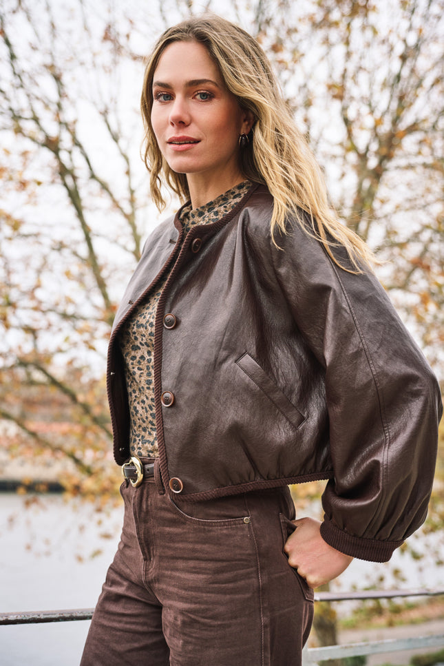 Jacket Short PU Crinkle Cacao F26.11512