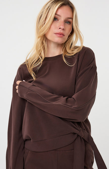 Sweater Modal Knot Detail Cacao F26.05502