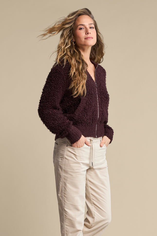 Bomber Knit Boucle Burgundy SRB5073